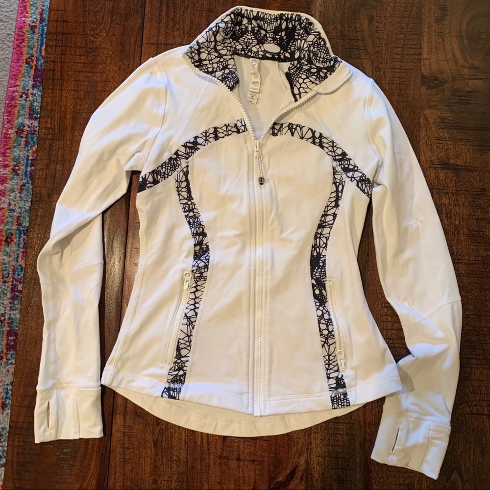 Lululemon White and Black Zip-Up Jacket